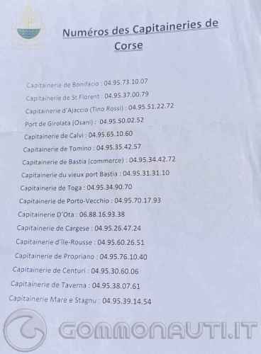 Corsica: tutti i numeri delle capitanerie per prenotare posti barca