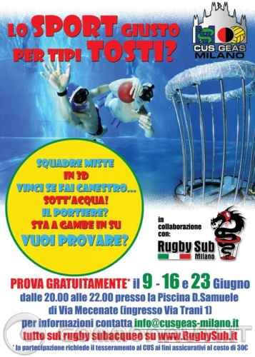 Corso Propedeutico Rugbysub a Milano, utile per apnea e nuoto pinnato