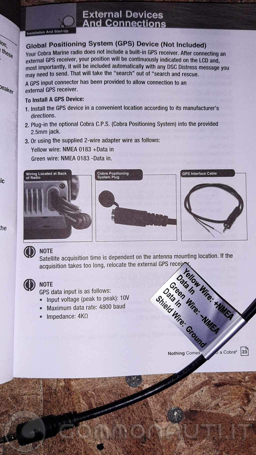 Collegamento [MNEA 0183] VHF Cobra MRF57BE con GPS Nav-Station M7C