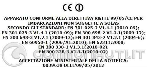 Certificato di conformit VHF ICOM IC-M423