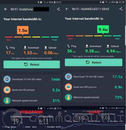 Valutazione connessione dati Vodafone-Iliad
