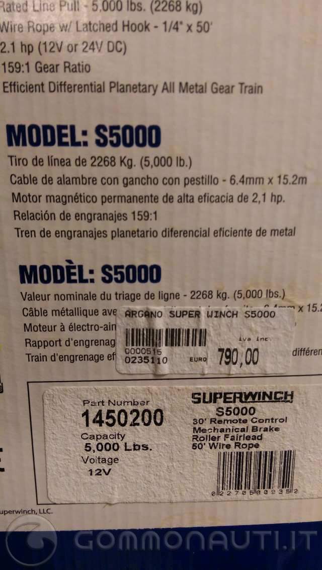Vendo verricello Superwinch S5000