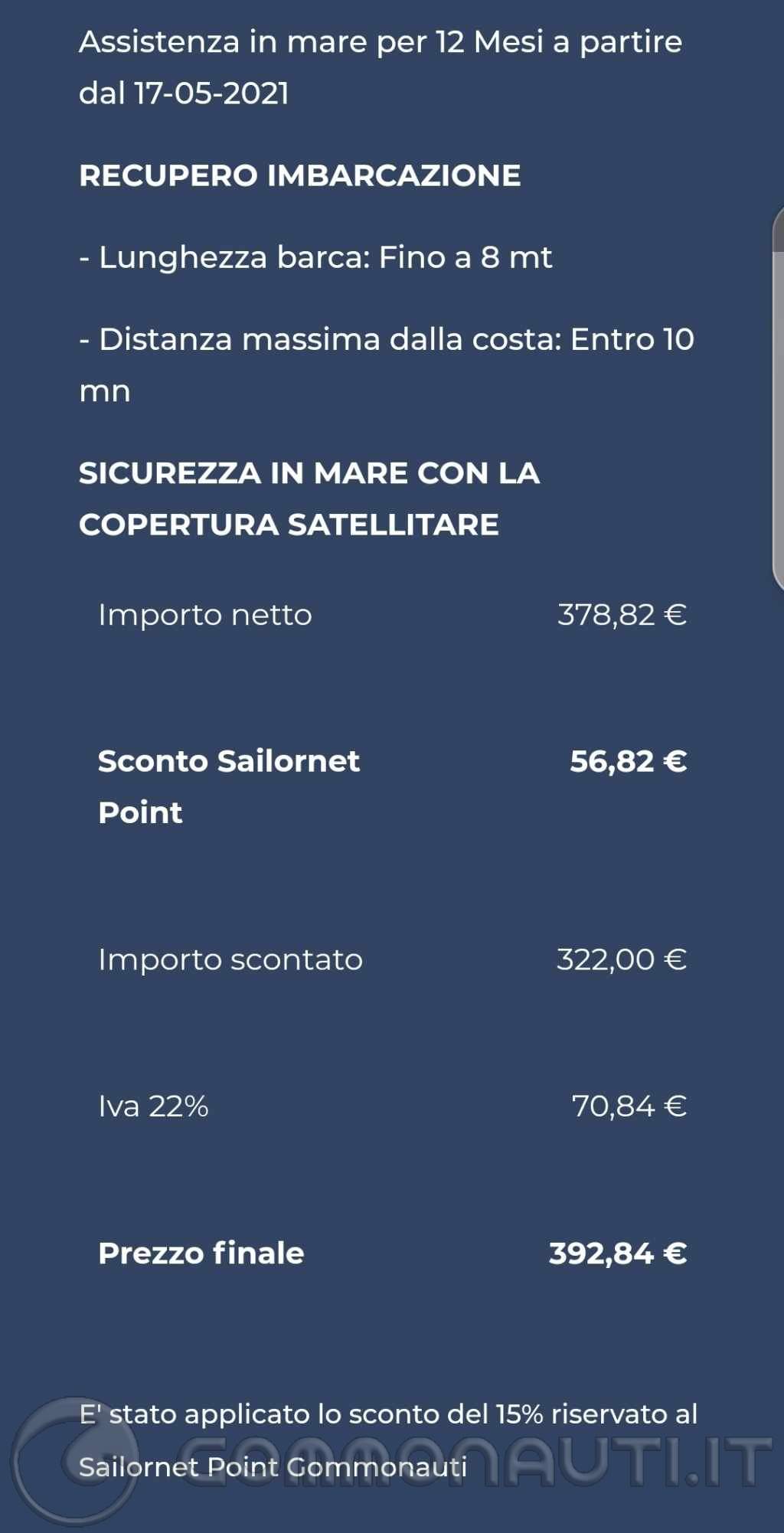 re: Convenzione sconto - Crea l'assistenza in mare su misura per te con Sailornet!